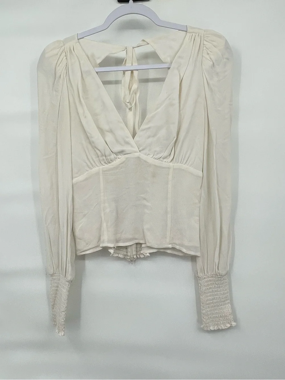 Reformation white long sleeve blouse